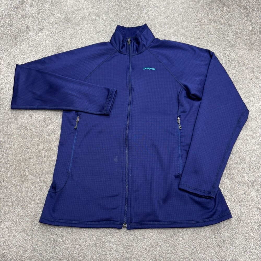 Patagonia R1 Full Zip Grid Fleece Jacket Womens XL Blue Polartec Outdoor Hiking